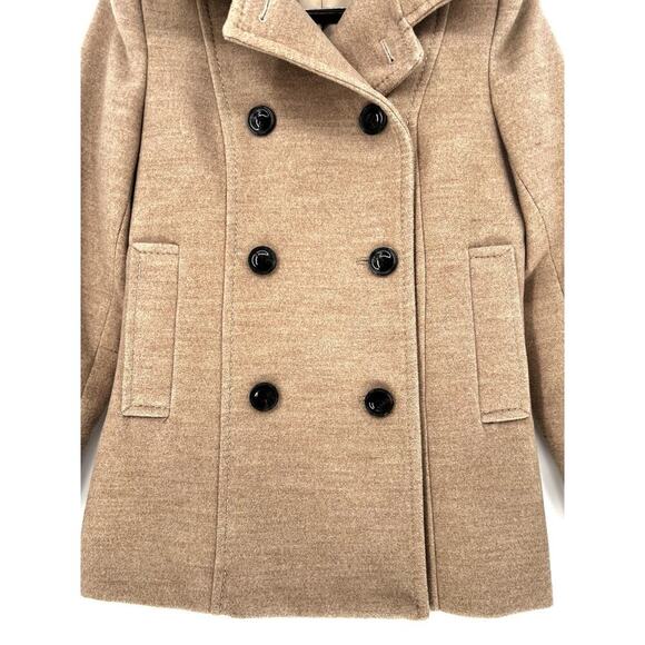 H&M Sz 6 Faux Wool Pea Coat Women’s Lined, Doubled Breasted Beige Career Preppy - Picture 3 of 11